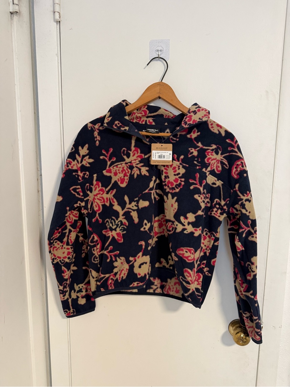 Eddie Bauer size PXS blue floral quarter zip - Navy, Pink & Cream